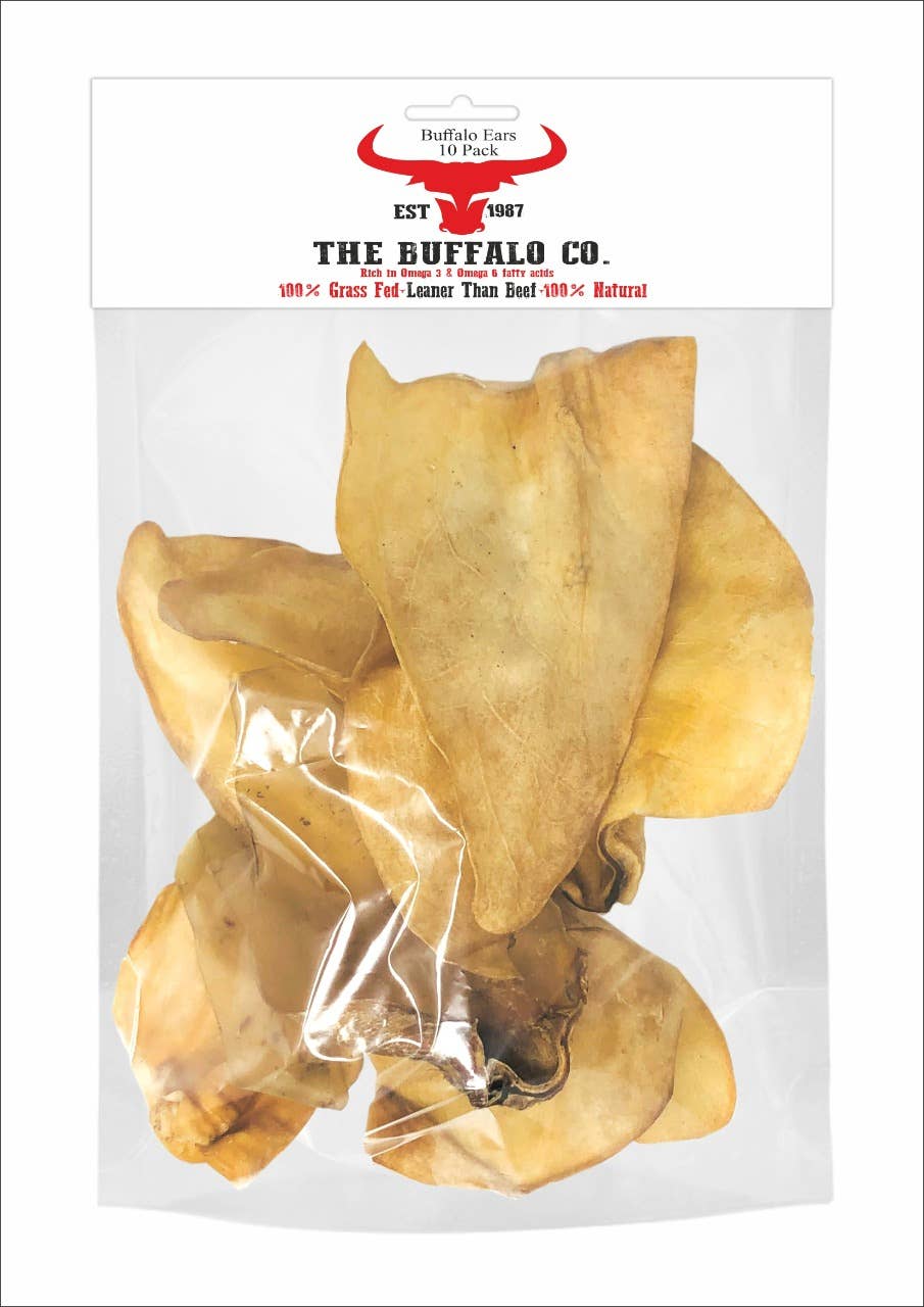 The Buffalo Co. - Buffalo Ears-Dog Treats-10 Ears- only 3% Fat