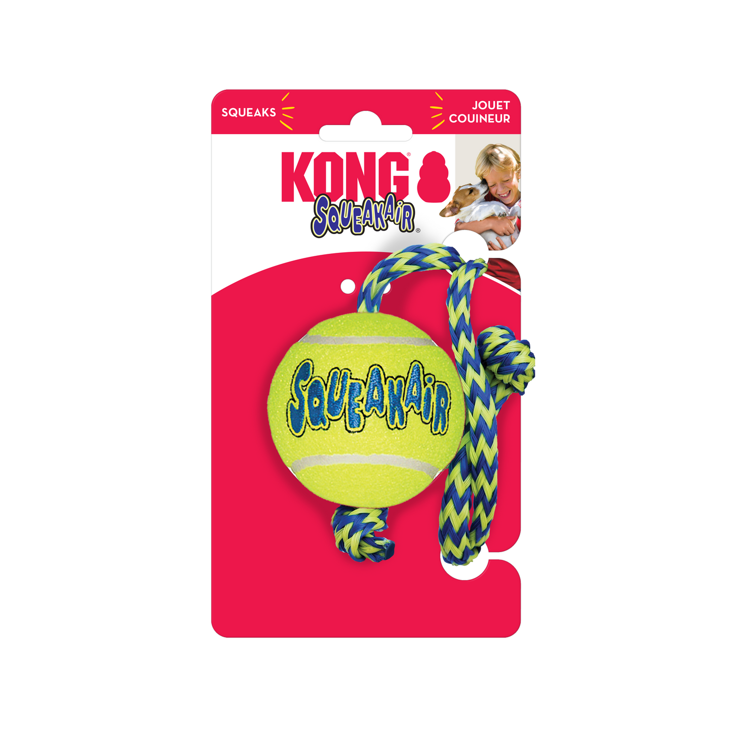 Kong SqueakAir Ball with Rope (Medium)