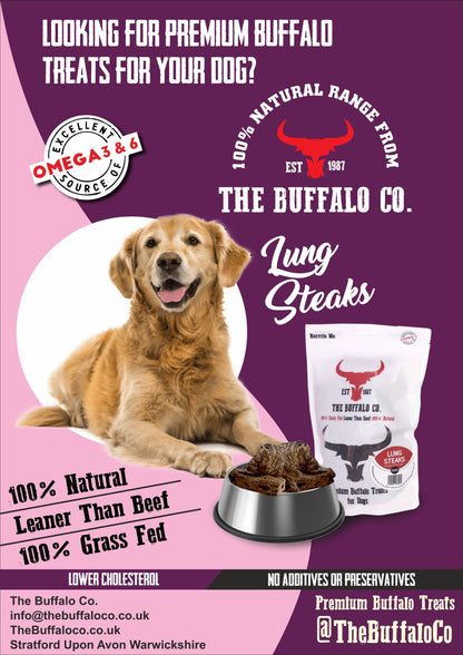The Buffalo Co. - Buffalo Lung Steaks-Dog Treats-100g