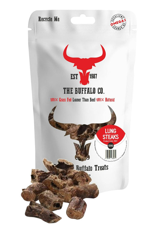 The Buffalo Co. - Buffalo Lung Steaks-Dog Treats-100g