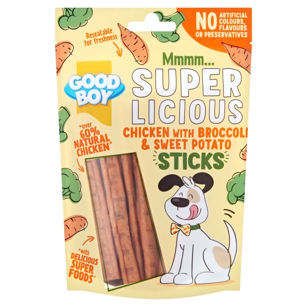 Good Boy Superlicious Chicken with Brocoli & Sweet Potato Sticks 100g